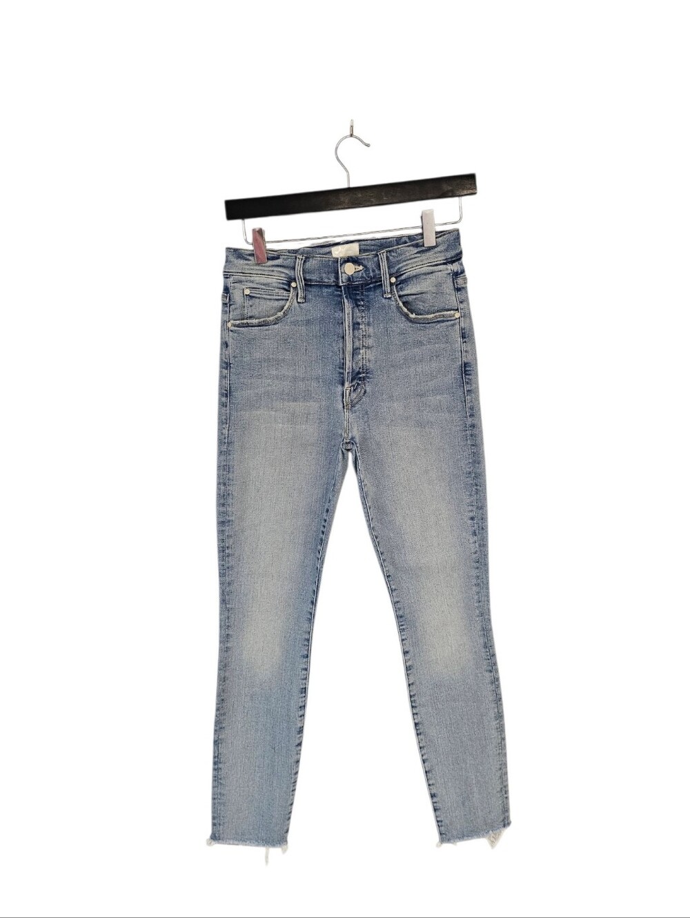 MOTHER The Stunner Ankle Fray Skinny Innerspace Light Blue Jeana 26 Preowned